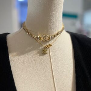 Bundle gold crystal CHANEL Gold and Silver Necklace Duo